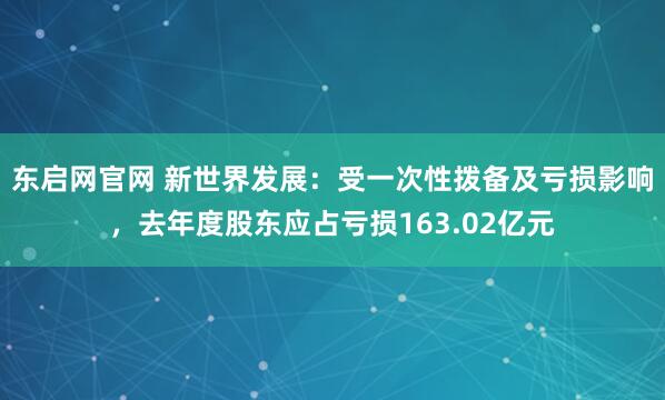 东启网官网 新世界发展：受一次性拨备及亏损影响，去年度股东应占亏损163.02亿元