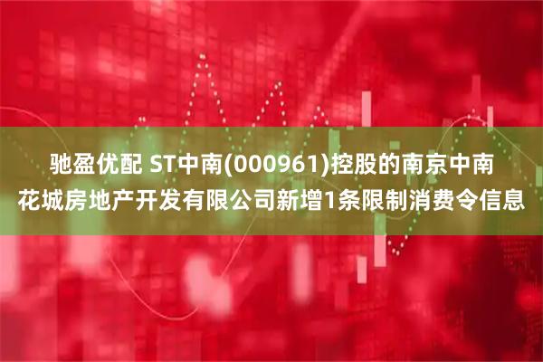 驰盈优配 ST中南(000961)控股的南京中南花城房地产开发有限公司新增1条限制消费令信息
